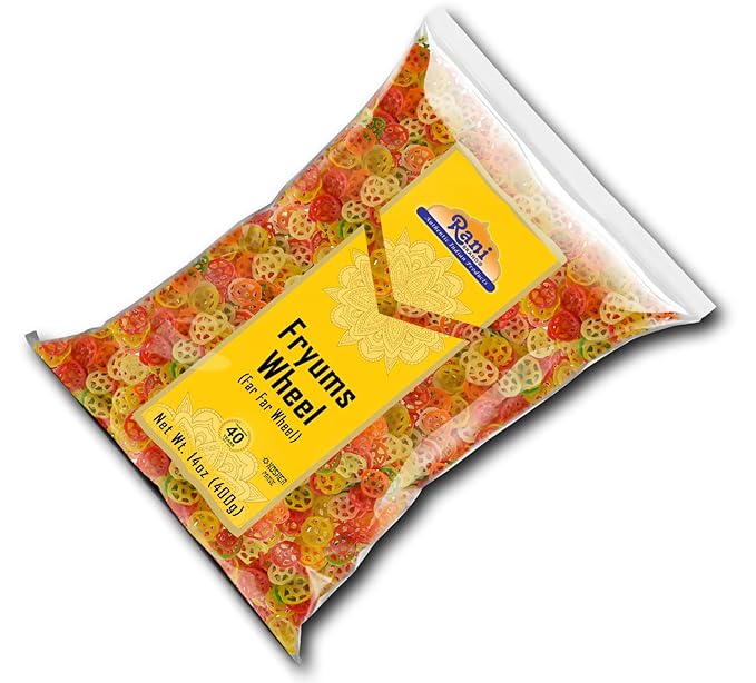 Rani Far Far/Fryums (Wheat & Tapioca Pellet) Wheel Shape 14oz (400g) ~ Vegan, Kosher, Uncooked, Used to Make Papad, Bhungra/Chip Snack