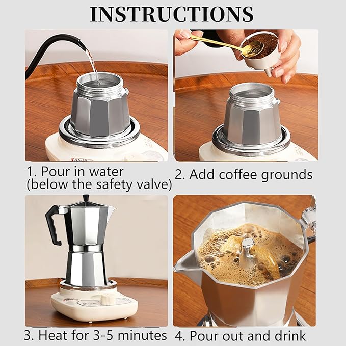 12 CUP Silver Moka Pot Stovetop Espresso Maker Italian Classic Cafe Percolator Maker for Home Camping Travel Use (SILVER,12cup/600ml/20oz)