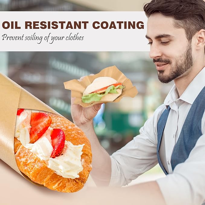 Sieral 5000 Sheets Sandwich Wrap Sheet 12 x 12 Inch Wax Paper Bulk Fast Food Basket Liners Disposable Parchment Paper Grease Resistant for Party Restaurant Wrapping(Kraft Paper Color)
