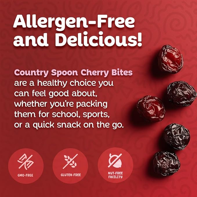 Country Spoon Real Fruit Snacks for Kids ??24 Variety Pack | Dried Tart Cherries Flavored with Orange, Raspberry, Peach & Lemon Lime | Gluten Free, Allergen Free, Non GMO, School Safe