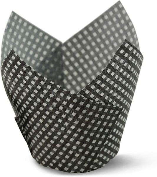 Black Check Medium Size Tulip Baking Cups Cupcake Liners Muffin Liners Greaseproof Paper 1000