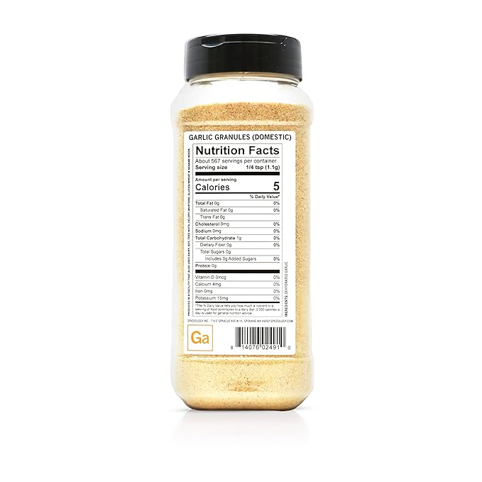 Spiceology ??Domestic Garlic Granules ??Bold, Pungent Flavor for Seasoning Rubs, Blends & Everyday Cooking ??Coarse Ground Garlic ??22 oz