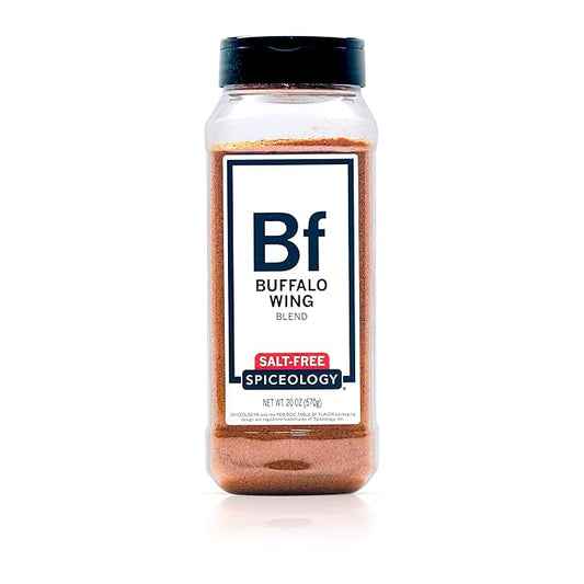 Spiceology – Buffalo Wing Salt-Free Seasoning – Tangy Spice Blend of Paprika, Chili Peppers, Tomato Powder & Honey Granules – Ideal for Chicken Wings, Cauliflower, Vegetables & More – 20 oz