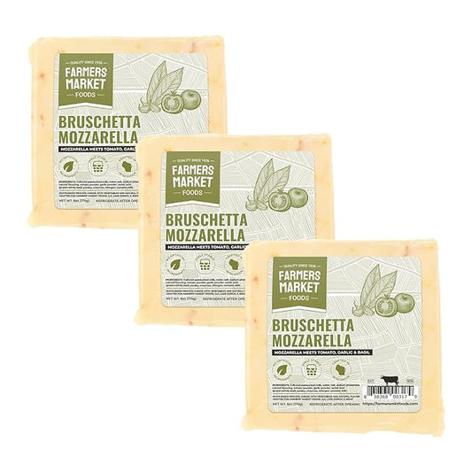 Farmers Market, Gluten Free, Keto, Paleo, Low Sodium, Zero Sugar, Wisconsin Cheese Gift Sets, 3-Pack, Bruschetta Mozzarella
