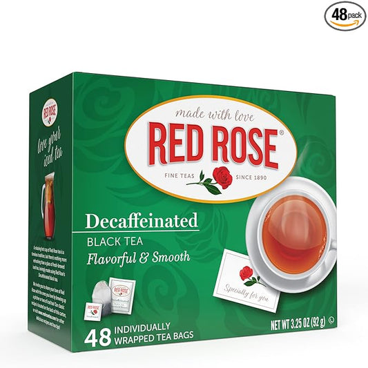 Red Rose Naturally Decaffeinated Tea 48-Count Boxes (Pack of 2)
