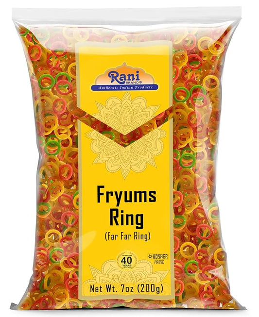 Rani Far Far / Fryums (Wheat & Tapioca Pellet) Ring Shape 7oz (200g) ~ Vegan, Kosher, Uncooked, Used to Make Papad, Bhungra / Chip Snack