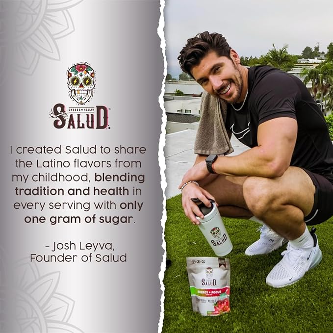 Salud 2-in-1 Energy Drink Powder + Focus, Dragon Fruit, Organic Caffeine, B6 + B12, Theanine, Clean Energy Drink Packets, Pitaya Agua Fresca Mix, Non-GMO, Gluten Free, Vegan, 1g of Sugar, (15 Servings)