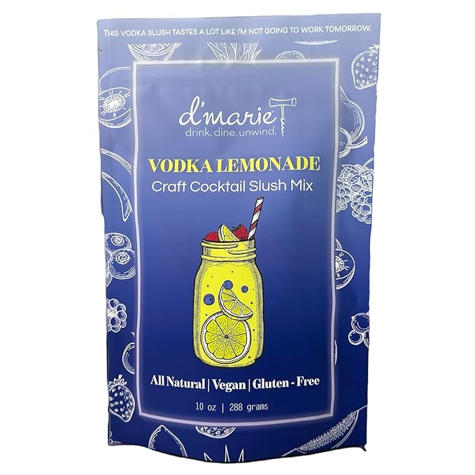 Frozen Cocktail Drink Mix - Makes 10 Slushies - Vodka Lemonade Drink Powder Pouches for Alcohol - All Natural Low Sugar Mixer, No Blender Needed