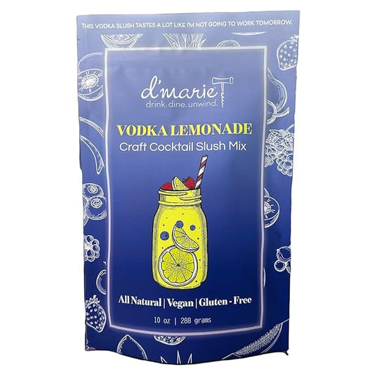 Frozen Cocktail Drink Mix - Makes 10 Slushies - Vodka Lemonade Drink Powder Pouches for Alcohol - All Natural Low Sugar Mixer, No Blender Needed