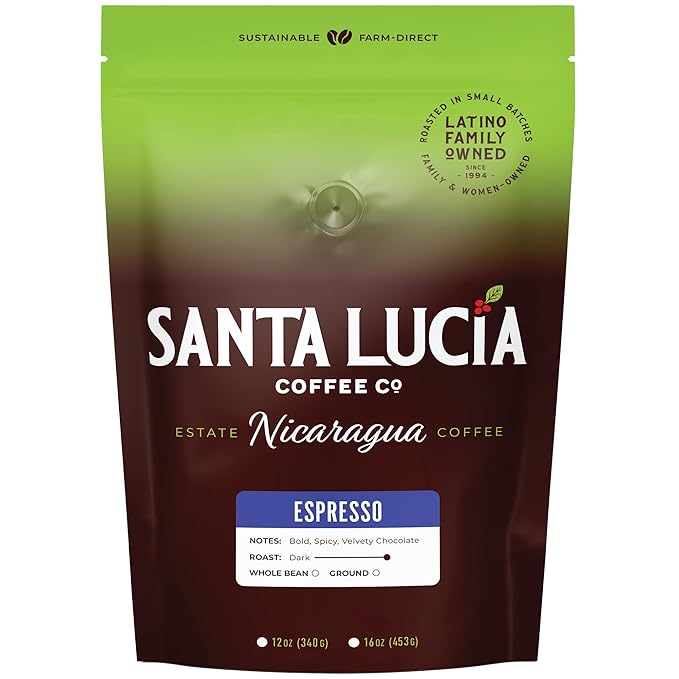 Specialty Volcanic Nicaraguan - Cafì±?Crema Espresso Roast Coffee - Intricate & Velvety, Low Acid, 91 Point, SHG, Small Batch Roasted, Farm Direct, 100% Single-Origin, Santa Lucia, Ground, Drip 16oz