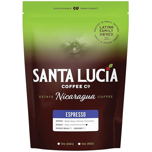 Specialty Volcanic Nicaraguan - Cafì±?Crema Espresso Roast Coffee - Intricate & Velvety, Low Acid, 91 Point, SHG, Small Batch Roasted, Farm Direct, 100% Single-Origin, Santa Lucia, Ground, Drip 16oz
