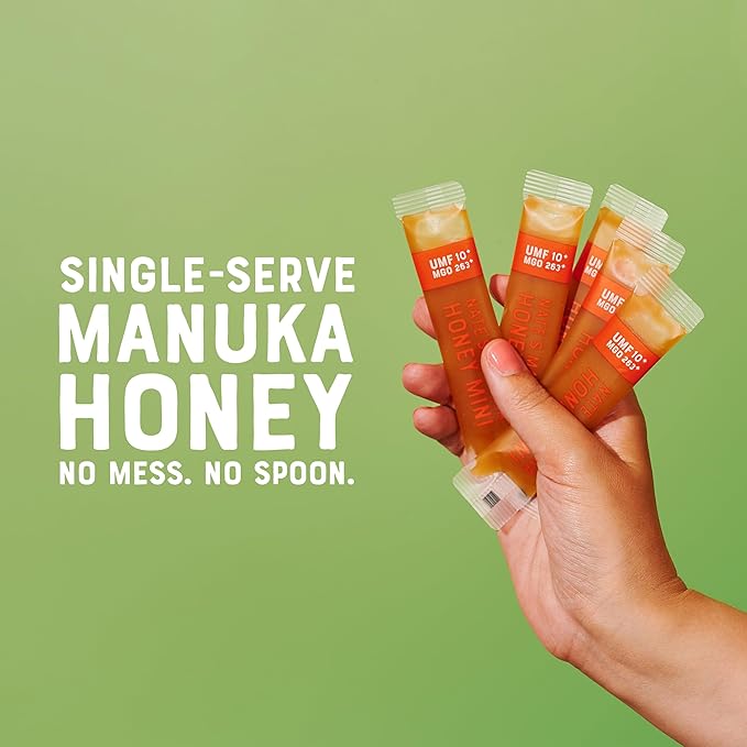 Nate's Manuka Honey Minis - 30 count Single-serve, Pure Manuka Honey - MGO 263+ | UMF Certified 10+ - 30 Single-Serve Packets for On-the-Go Daily Wellness
