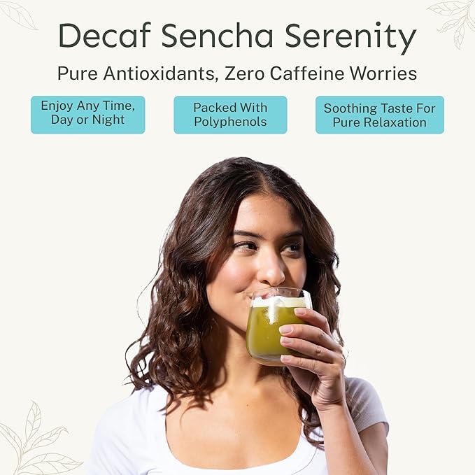 Yu Tea Decaf Organic Sencha Green Tea Powder | Rich in Antioxidants, EGCG, & L-Theanine | Pure Japanese First Harvest Leaf | Caffeine-Free & Unsweetened | Resealable Pouch, 2.65 oz, 100 Servings