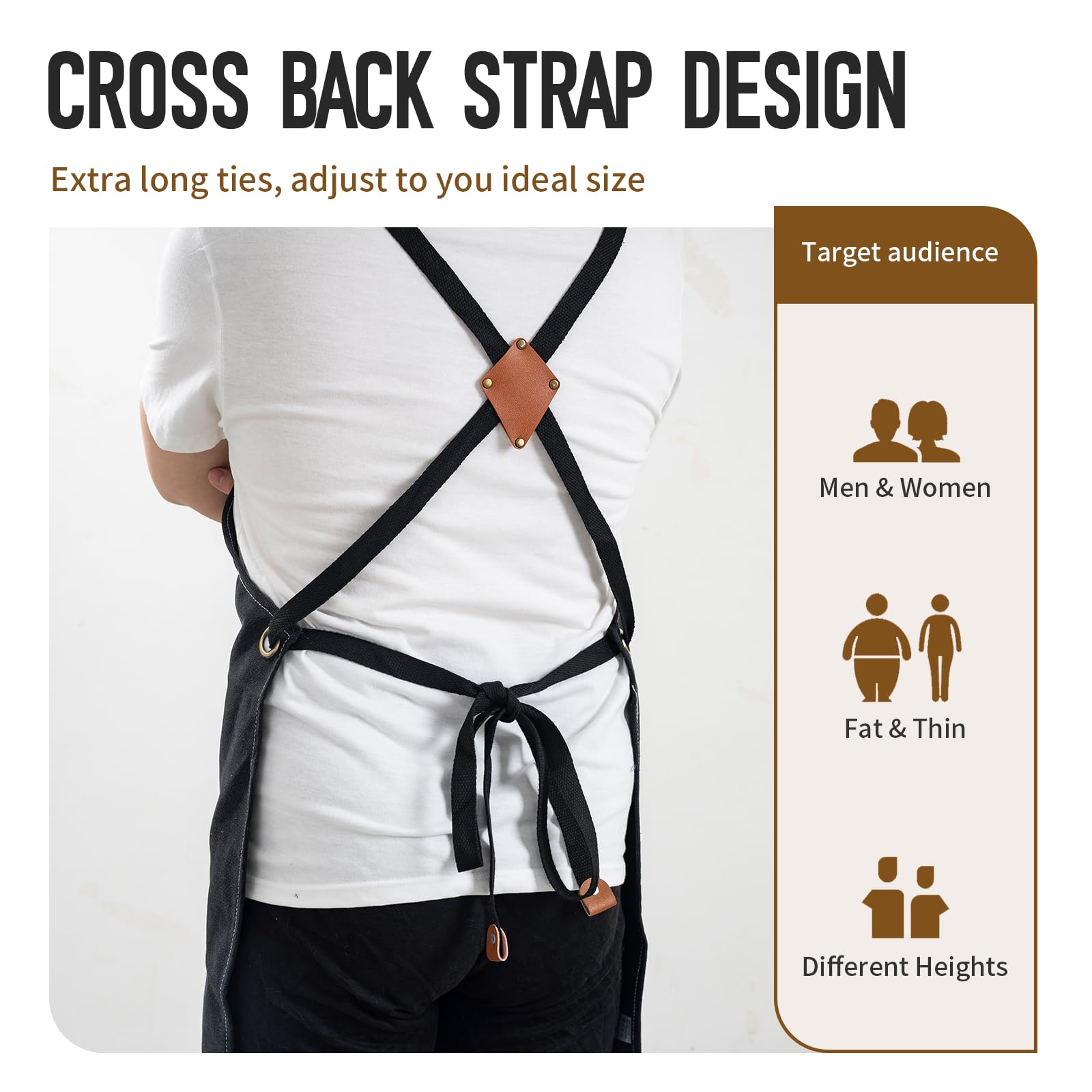 YELEGAI Aprons For Women Men With Large Pockets, Waterproof Cotton Chef Aprons For Cooking Server