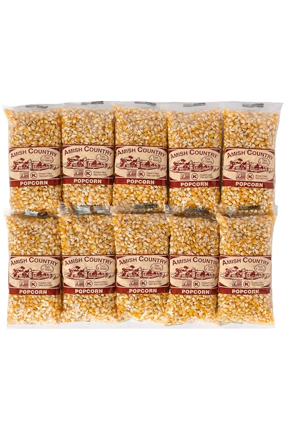 Amish Country Popcorn | 10-4oz Bags - Ladyfinger Popcorn | Old Fashioned, Non-GMO and Gluten Free