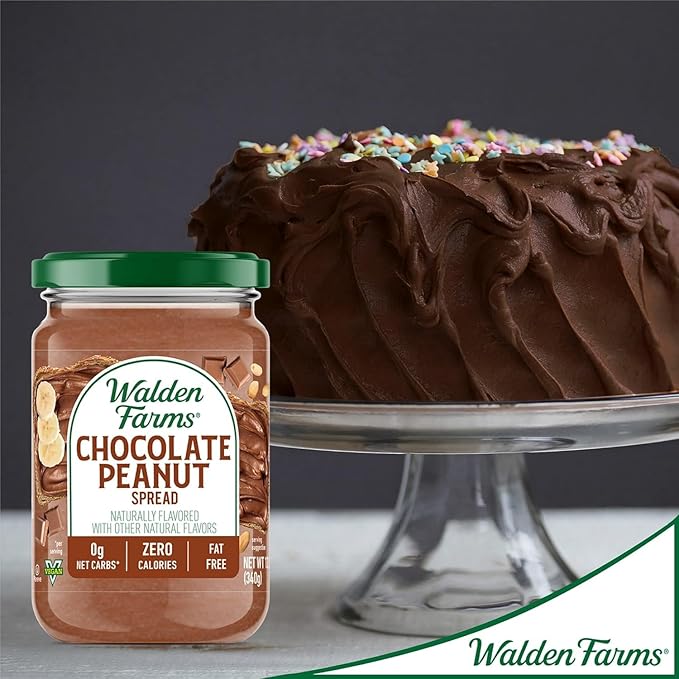 Walden Farms Chocolate Peanut Spread – Zero Calorie, Low Carb, Keto-Friendly, Vegan, Sugar-Free, Chocolate Peanut Flavor – 6-Pack, 12 oz Bottles