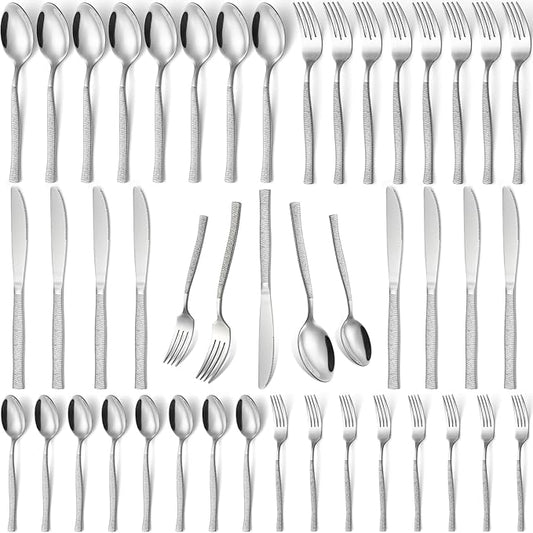 40-Piece Silverware Set Stainless Steel Flatware Set for 8,Dinner Knives Forks and Spoons Silverware Set Cutlery Utensil Set for Home,Kitchen,Restaurant,Hotel