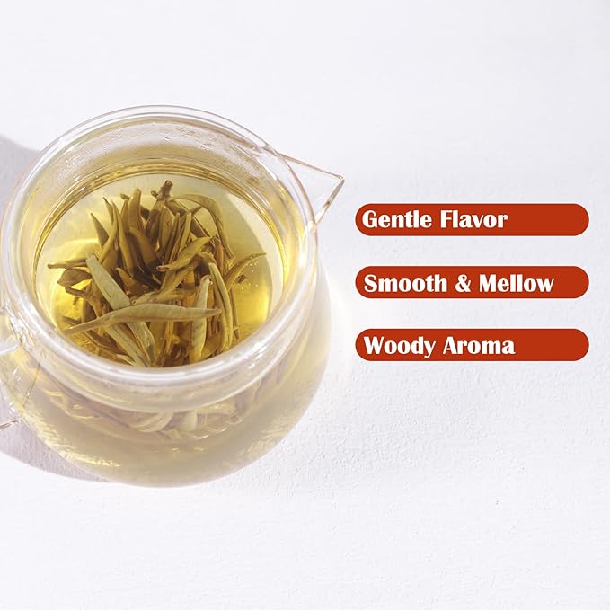 FullChea - White Tea Loose Leaf - Yunnan Silver Needle White Tea - Low Caffeine - Bai Hao Yin Zhen - Refreshing Woody Aroma - 2.5oz/71g