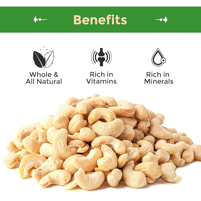 Sincerely Nuts - Raw Cashews Whole and Unsalted | Healthy Snack, Source of Protein | Keto and Paleo Friendly Gourmet Quality Vegan | Cashew Nuts 2(LB) Bag