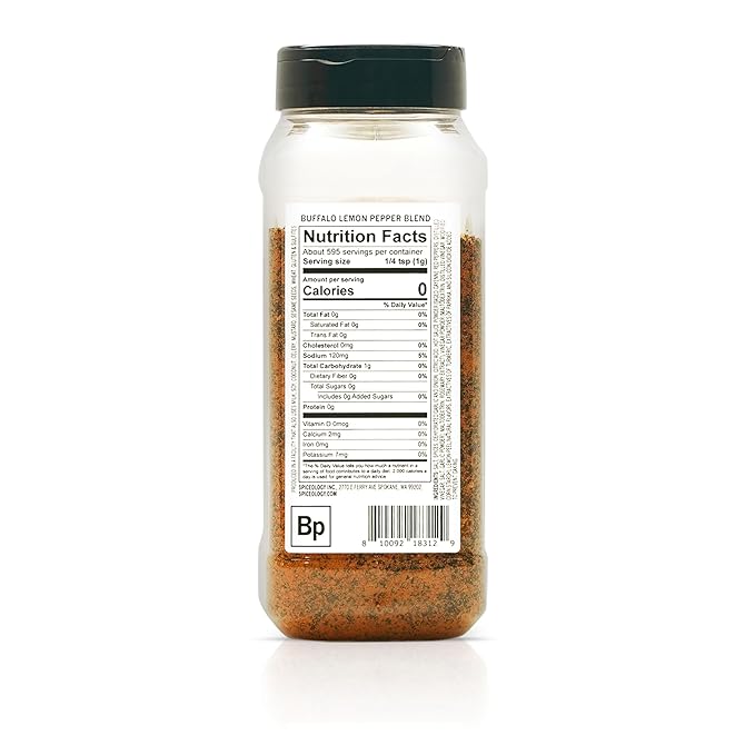 Spiceology ??Buffalo Lemon Pepper Seasoning ??Spicy & Tangy Spice Blend with Cracked Black Pepper, Lemon Peel, Garlic & Cayenne ??Ideal for Chicken Wings, Seafood, Fries & Vegetables ??21 oz
