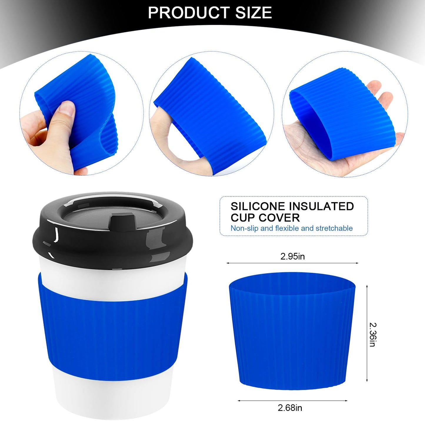 PRAVICS 6Pcs Reusable Coffee Cup Silicone Sleeves Heat Resistant Insulates Protective Sleeve