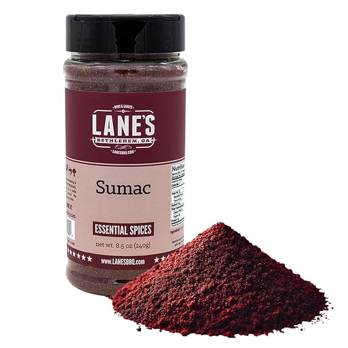 Lane's Sumac Seasoning, All Natural Sumac Spice Powder for Eggplant, Chickpeas & Lentils, Sumac Powder Mediterranean Seasoning, Made in USA, 8.5 Oz