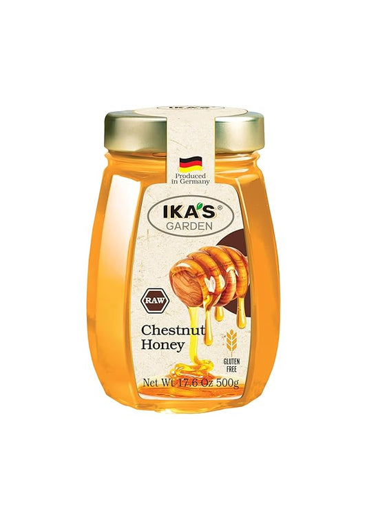 Ika's Garden Raw Chestnut Honey - 100% Pure, Unfiltered, Gluten-Free – Product of Germany, 17.6 oz (500g) Jar
