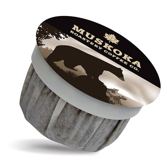 Muskoka Roastery Coffee, Black Bear, Dark Roast, 20 Single Serve Coffee Pods, Compatible with K-Cup Keurig Brewers