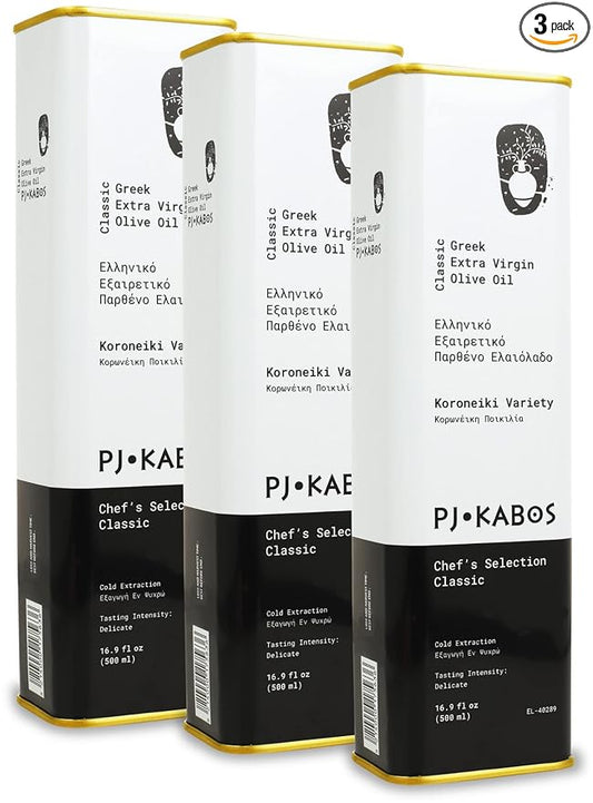 P.J. KABOS 2024/25 Harvest, Everyday Greek Extra Virgin Olive Oil, Kosher, Greece, Cold Extracted