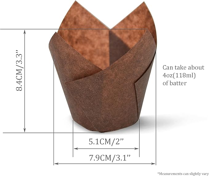 Unbleached Medium Size Tulip Baking Cups Cupcake Liners Muffin Liners Greaseproof Paper 1000