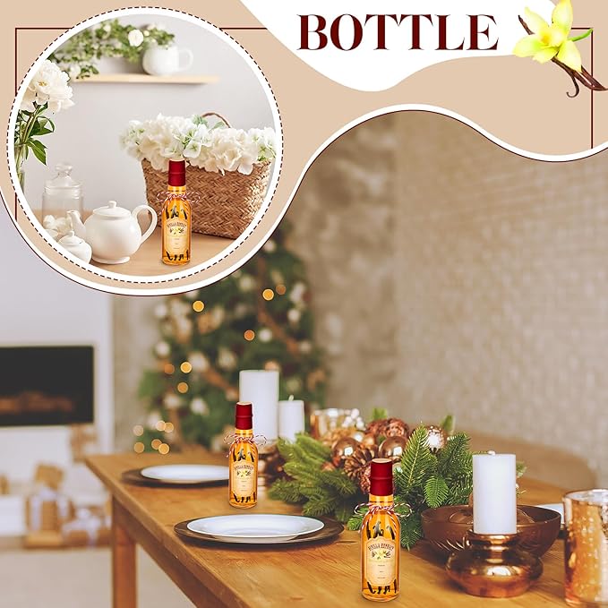 Tioncy 16 Pcs Vanilla Extract Bottles for Homemade Vanilla Jar Glass Bottle with Cap, Shrink Band, Sticker Syrup Gift Food Storage Canister for Bean Sauce Spice(Red,5 oz)