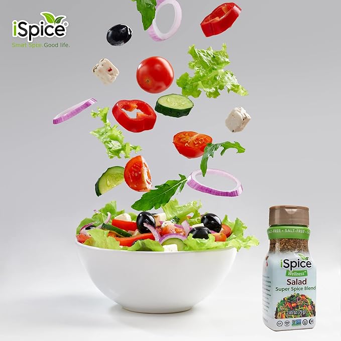 iSpice - Salt-Free | Sugar free | 100% Pure Wellness Salad Seasoning Fat Free Super Spice Blend | All Natural | Ready to use as is | No preparation is necessary