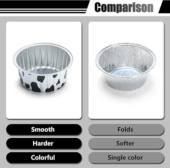 White and Black Mini Cake Pans, 4.2oz 50Pcs Mini Cheesecake Containers, Disposable Cake Pans with Lids, Creme Brulee Cups with Lids