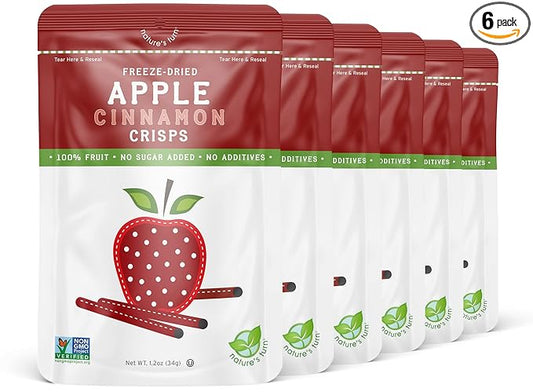 Nature's Turn Freeze-Dried Fruit Snacks, Apple Cinnamon Crisps, Pack of 6 (1.2 oz Each)