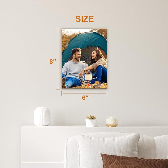 Custom Canvas Prints with Your Photos- Personalized Printing Pictures, Framed Wall Art for Living Room Custom Gift With The Family, Pet, Lovers Picture 6 x 8 inche