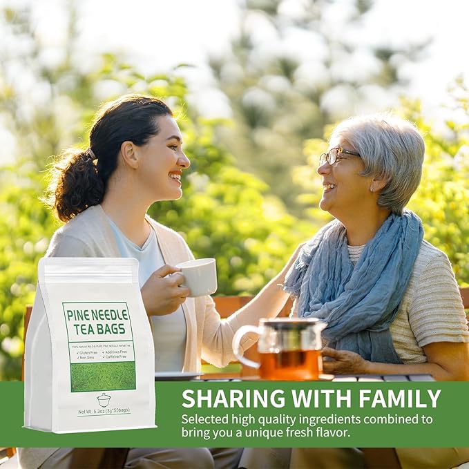 Pine Needle Tea Bags 3g X 50 Bags 5.3 oz Natural Wild & Pure Pine Needle Herbal Tea, Gluten Free,Caffeine Free, Non-GMO