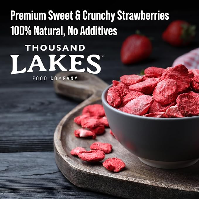 Thousand Lakes Freeze Dried Fruit - Strawberries 1.2 ounces | No Sugar Added | 100% Sliced Strawberries