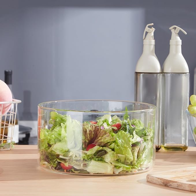 190oz Extra Large Glass Trifle Bowl, Modern Design Clear Glass Round Dessert Centerpiece Serving Bowl for Laying Ice Cream Cakes, Salad, Fruit, Microwave & Dishwasher Safe