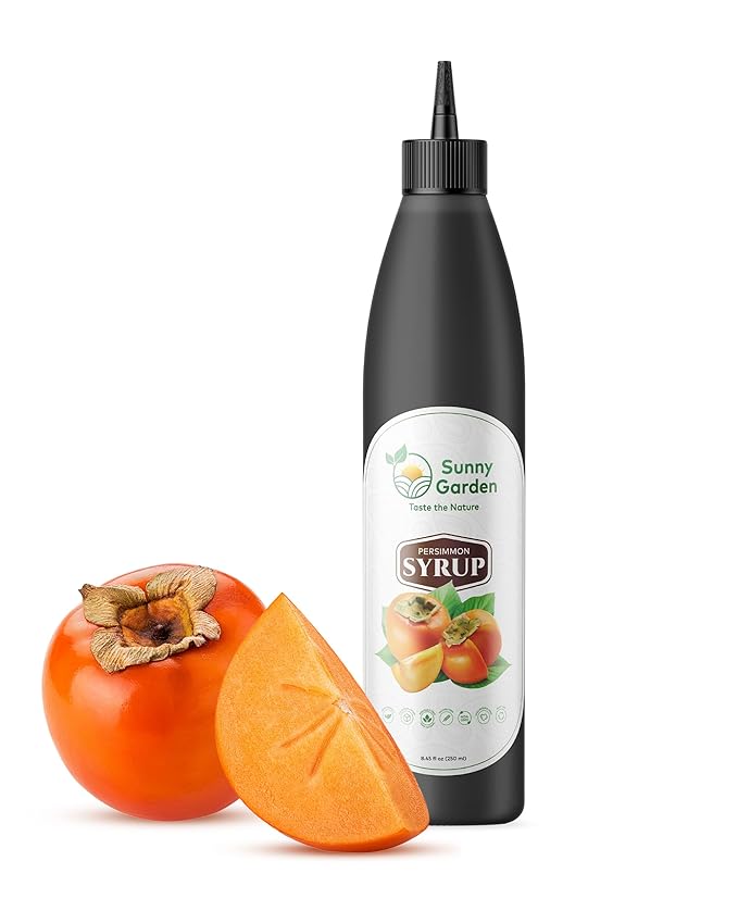 Sunny Garden Persimmon Syrup | 100% Natural | Healthy Sugar Alternative | No Additives | 8.45 oz/250 ml | Persimmon Molasses | No Added Sugar | Natural Healthy Sweetener | Single Ingredient | Non-GMO | No Cholesterol | Vegan
