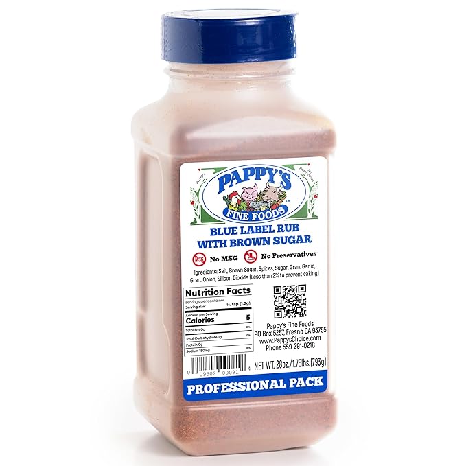 New Pappy's Blue Label Rub With Brown Sugar. Perfect for bbq and smoked brisket, steak, beef, chicken, fajita, seafood, veggies, rotisserie, fried, roast pulled and slow cooked meats and more - A NEW twist on a 30+ year seasoning recipe.
