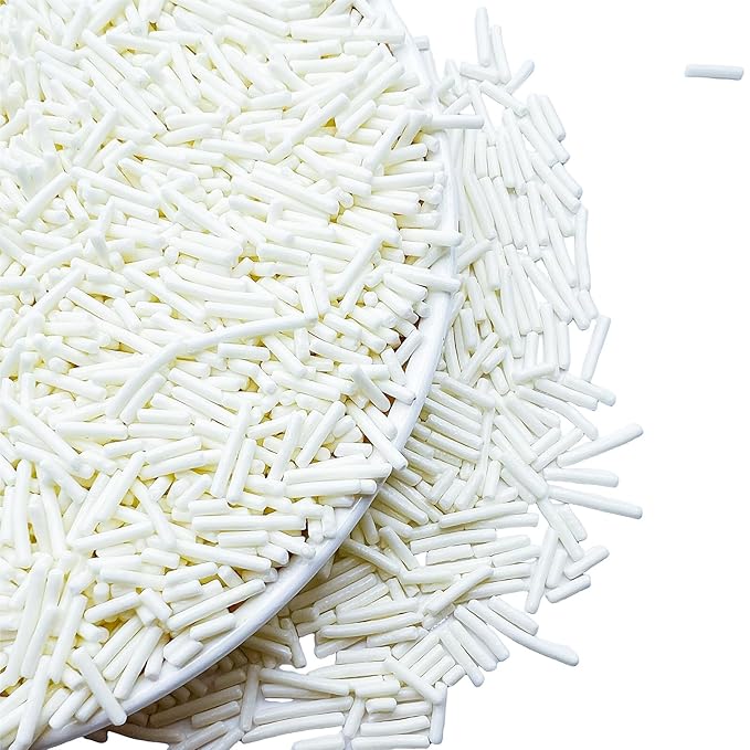 SE Si&Moos White Jimmies Sprinkles White Sprinkles for Cake Decorating Edible Crunchy Jimmies for Topping Ice Cream, Cookies, Cakes, Cupcakes, Dessert Decorating 3 OZ