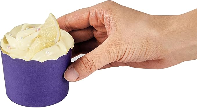 Panificio 6 Ounce Cupcake Wrappers, 200 Scalloped Baking Cups - Oven-Ready, Greaseproof, Purple Paper Cupcake Liners, Disposable, For Birthdays, Baby Showers, Or Weddings - Restaurantware