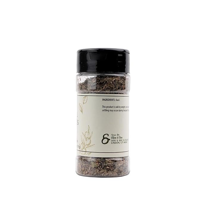 Olive & Vine Basil Leaves, Fresh Herbal Flavor, Seasoning for Pasta, Pesto, Salads, Rich Tradition, Authentic Taste, For Global Recipes (0.64 Ounce)