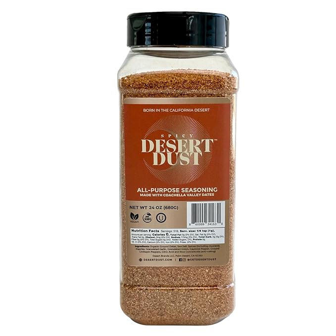 Desert Dust Spicy ??All-Purpose Chiltepin Pepper Seasoning with Organic Date Sugar | Bold Medium-Hot Heat for Steak, Chicken, Seafood, Vegetables & More | Low-Glycemic, Gluten-Free | 5oz