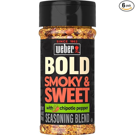Weber BOLD Smokey & Sweet Seasoning Blend, 6.4 Ounce Shaker (Pack of 6)