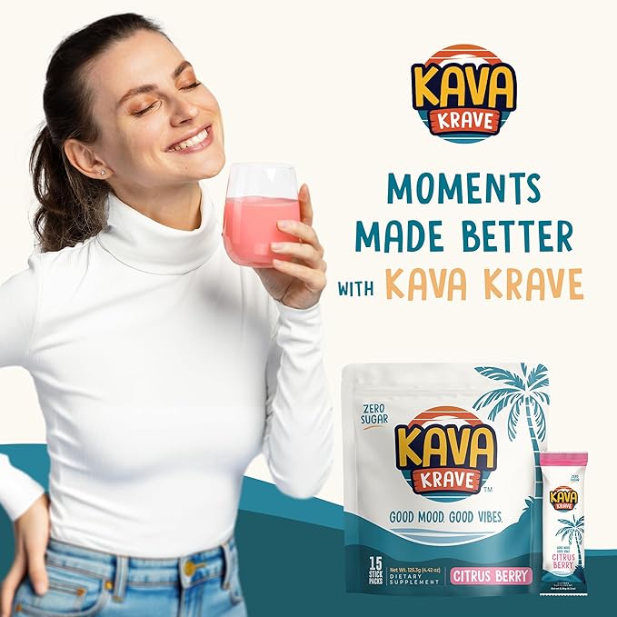 Citrus Berry Kava Drink Mix ??15 Pack for Natural Energy, Mood Support, Stress Relief & Nootropic Focus