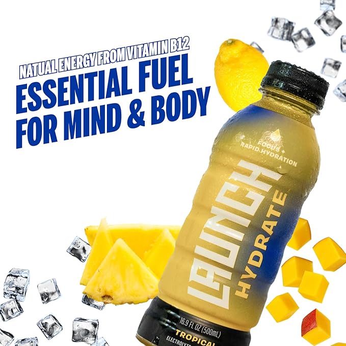 Sports Drink 12-Pack ??Tropical Flavor ??Real Cane Sugar, 3x Electrolytes, Cognizin for Focus, Natural Juice, No Artificial Dyes ??Trusted by Perfect Game