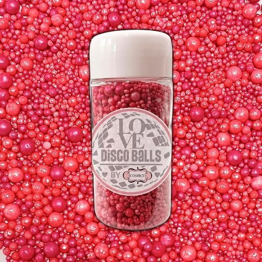 Confect Love Pink Pearl Disco Ball Sprinkles - Edible Cake & Cupcake Decorating Sprinkles, Decorative Sugar Pearls for Desserts and Cookies | Vegan, Gluten-Free, Soy-Free, Dairy-Free, Palm Oil-Free ??4.2 Oz