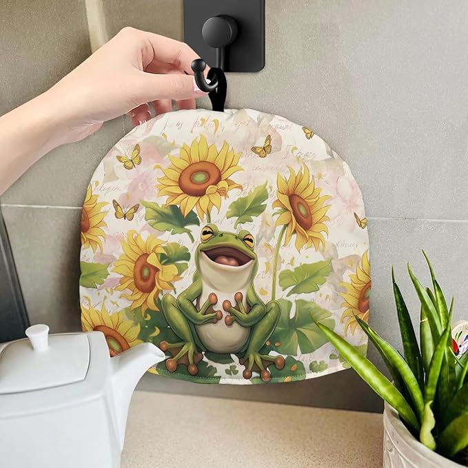 Cute Frog Sunflower Print Tea Cosy for Teapot Large Tea Cozy for Teapot British Tea Cozies for Party Wadding Tea Cosy Covers Fit