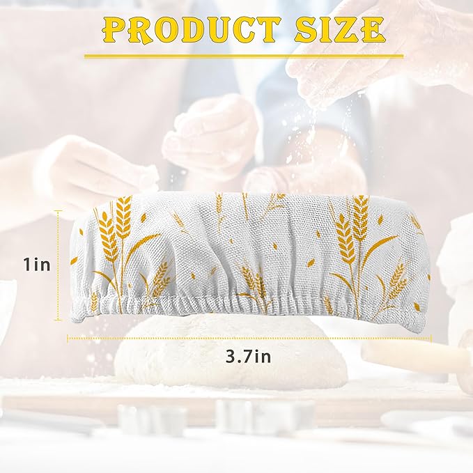 Wheat Harvest Bread 5-Pack Cloth Covers for Sourdough Starter Jar, Cloth Covers Reusable Lid Top Cover Sourdough Proofing Bread Fermentation Baking Supplies for 3-4 Inch Jar Mouth